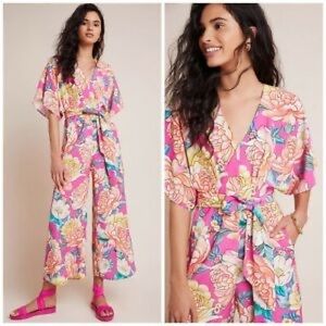 NWT Anthropologie x Farm Rio Eulalie Wide-leg Floral Jumpsuit, XL Petite